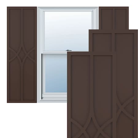 True Fit PVC Cedar Park Fixed Mount Shutters, Raisin Brown, 18W X 49H